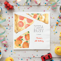 Aniversário de festas de pizza de Watercolor