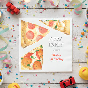 Guardanapo De Papel Aniversário de festas de pizza de Watercolor
