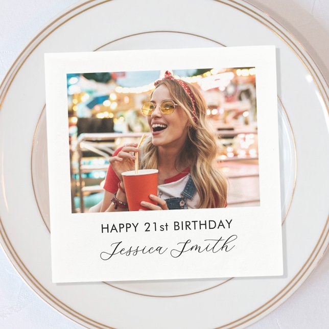 Guardanapo De Papel Aniversário de Foto Moderna (Criador carregado)