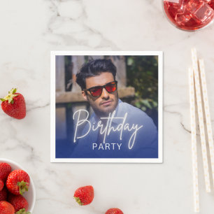 Guardanapo De Papel Aniversário de Foto Personalizada com Gradiente Na