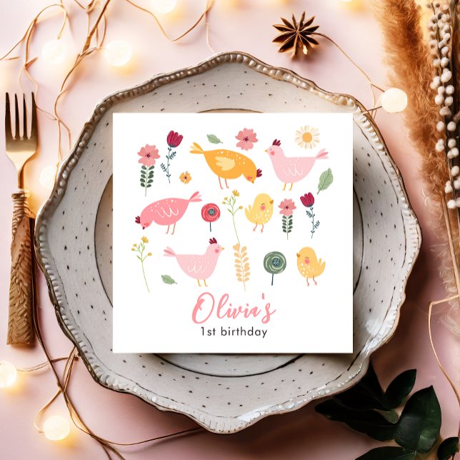 Guardanapo De Papel Aniversário de frango com Páscoa de Fazenda de Pin (Criador carregado)