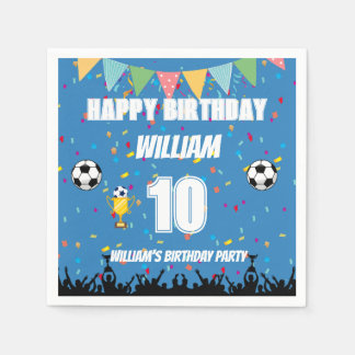 Guardanapo De Papel Aniversário de Futebol Personalizado para Meninos