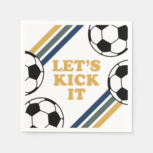 Guardanapo De Papel Aniversário de Futebol Retrô (Frente)