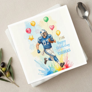 Guardanapo De Papel Aniversário de Futebolista, Balões, Fogos de Artif
