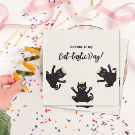 Guardanapo De Papel Aniversário de Gato Negro Engraçado