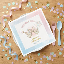 Guardanapo De Papel Aniversário de Gêmeos Menino e Menina Dois Gansos 
