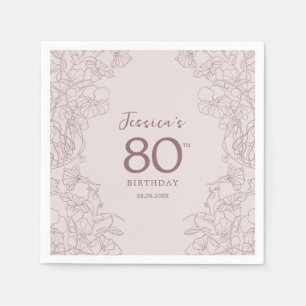 Guardanapo De Papel Aniversário de Mauve Rosa Floral