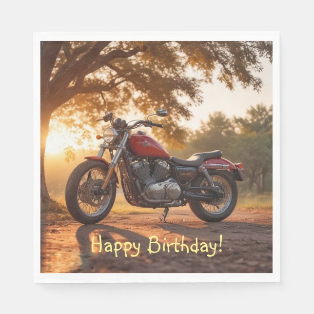 Guardanapo De Papel Aniversário de motocicleta (Frente)