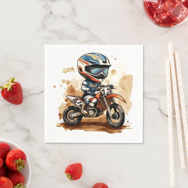 Guardanapo De Papel Aniversário de motocicleta com Aquarela Encantada (Insitu)