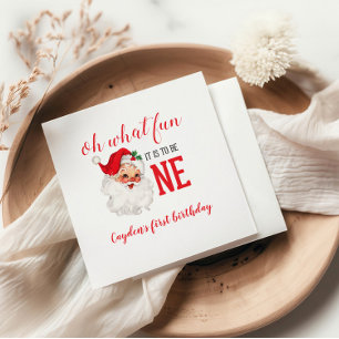 Guardanapo De Papel Aniversário de Natal Vintage Papai Noel Primeiro A