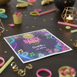 Guardanapo De Papel aniversário de Neon Dance Party