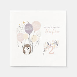 Guardanapo De Papel Aniversário de Pastel Boho Hedgehog e Balões