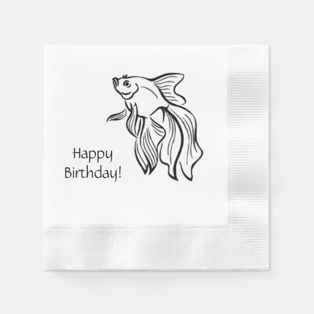 Guardanapo De Papel Aniversário de Peixes de Luta Siamesa (Frente)
