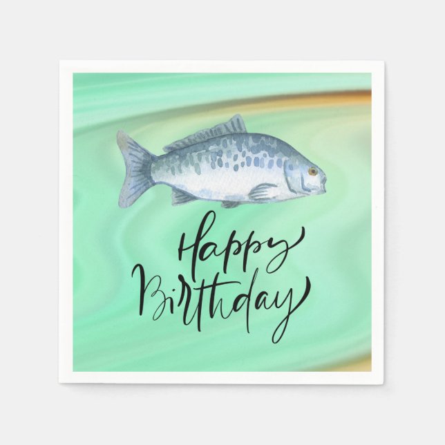 Guardanapo De Papel Aniversário de pescadores amantes com aquarela de  (Frente)