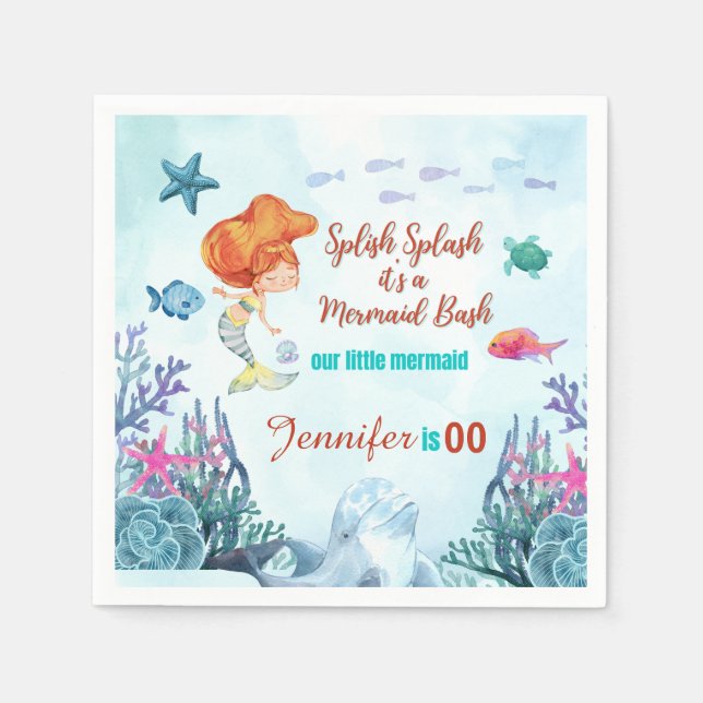 Guardanapo De Papel Aniversário de qualquer idade de Splash Bash Smerm (Frente)