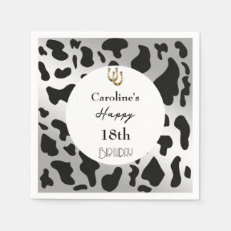 Guardanapo De Papel Aniversário de Rodeio Moderno com Estampa de Vaca