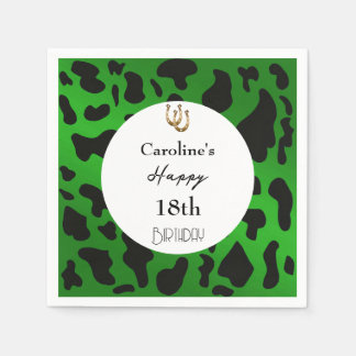 Guardanapo De Papel Aniversário de Rodeio Moderno Verde Esmeralda Impr