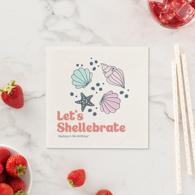 Guardanapo De Papel Aniversário de Seashell Personalizado Mínimo (Insitu)