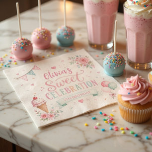 Guardanapo De Papel Aniversário de Sorvete Pastel Celebração Doce