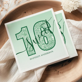Guardanapo De Papel Aniversário de Sweet 16 com Letra Brilhante Verde