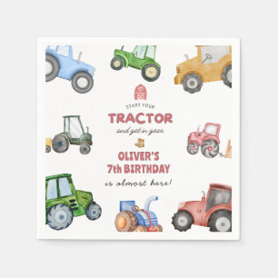 Guardanapo De Papel Aniversário de trator aquarela de qualquer idade