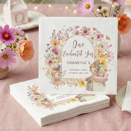 Guardanapo De Papel Aniversário de Um Ano do Encantado Mundo das Fadas