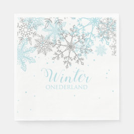 Guardanapo De Papel Aniversário de um ano Winter Onederland azul e pra