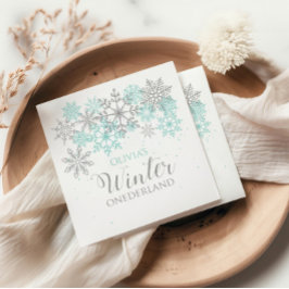Guardanapo De Papel Aniversário de Um Ano Winter Onederland Azul Turqu
