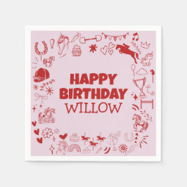 Guardanapo De Papel Aniversário de um Pano Equestre Único Rosa