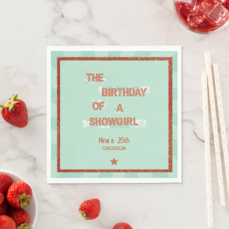 Guardanapo De Papel Aniversário de uma Showgirl Laranja Verde Água Bri
