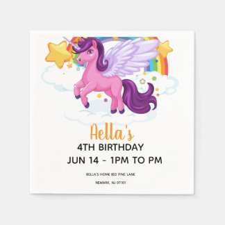 Guardanapo De Papel Aniversário de Unicórnio e Arco-íris
