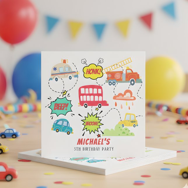 Guardanapo De Papel Aniversário de veículos felizes do quarto de hones (Criador carregado)