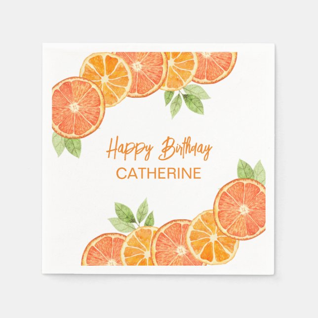 Guardanapo De Papel Aniversário de Verão da Modern Orange Citrus Slice (Frente)