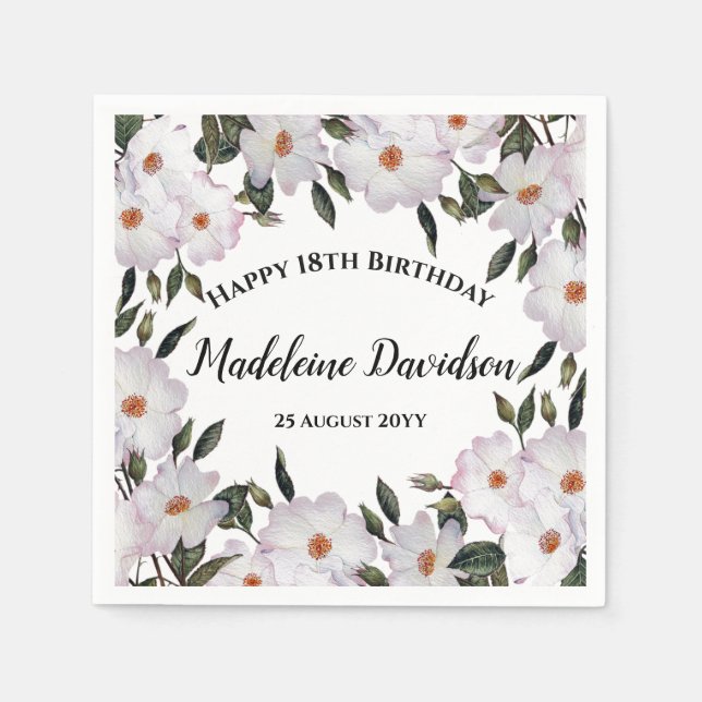 Guardanapo De Papel Aniversário - Design de Wreath Wreath, Rosa Pálido (Frente)