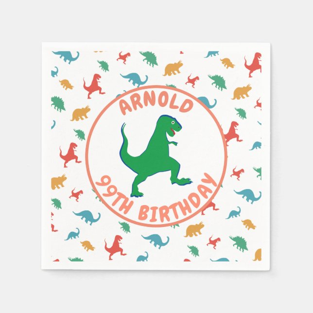 Guardanapo De Papel Aniversário Dinossauro T Rex Crianças Jurássicas P (Frente)