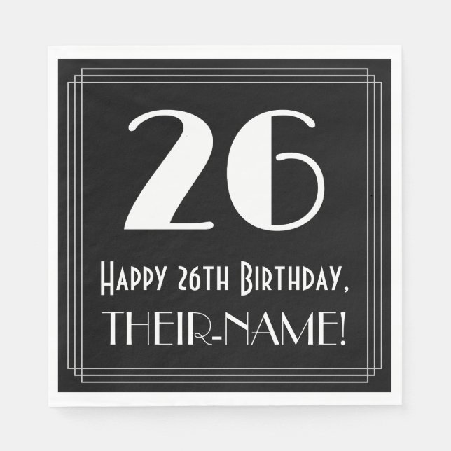 Guardanapo De Papel Aniversário do 26º aniversário ~ Arte Deco Inspiro (Frente)