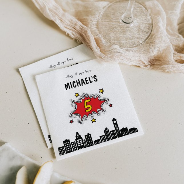 Guardanapo De Papel Aniversário do 5 de Super Herói Dinâmico (Criador carregado)