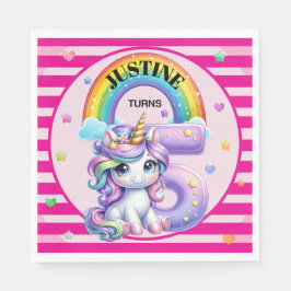 Guardanapo De Papel Aniversário do 5-do-Arco-íris e Cute