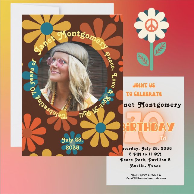 Guardanapo De Papel Aniversário do 70 da Paz de Hippie Sunrise (Criador carregado)