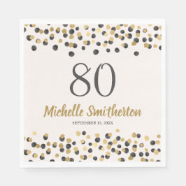 Guardanapo De Papel Aniversário do 80 de Confetti Dourado Negro