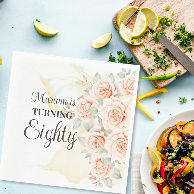 Guardanapo De Papel Aniversário do 80 Pintado Floral (Criador carregado)