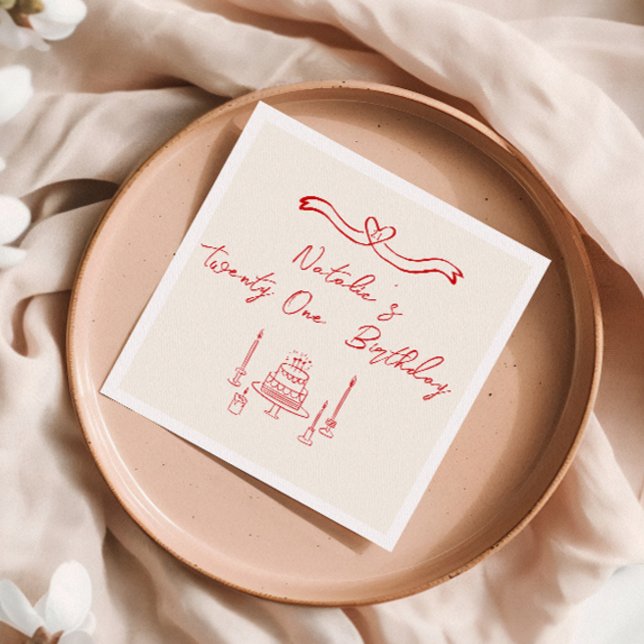 Guardanapo De Papel Aniversário do Arco de Bolo Desenhado por Vinte e  (Criador carregado)