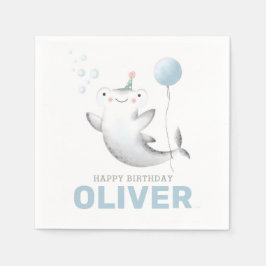 Guardanapo De Papel Aniversário do Bebê-Tubarão-Balão
