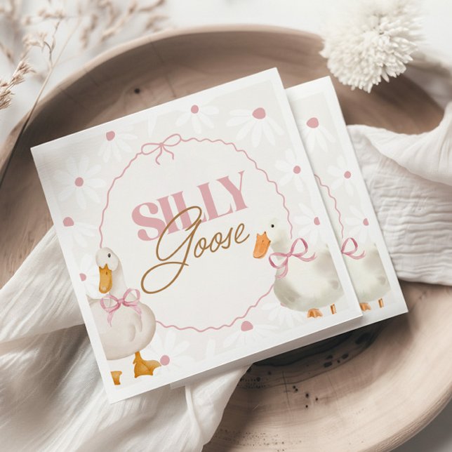 Guardanapo De Papel Aniversário do Bobo Rosa Ganso do Arco (Criador carregado)