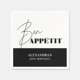 Guardanapo De Papel Aniversário do Bon Appétit do Bon Branco Chic Blac