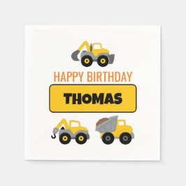 Guardanapo De Papel Aniversário do Caminhão de Construção