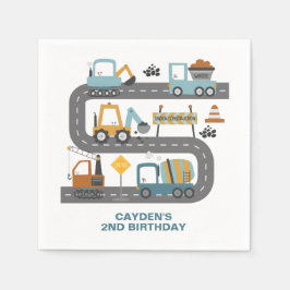 Guardanapo De Papel Aniversário do Caminhão de Construção