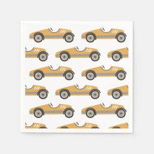 Guardanapo De Papel Aniversário do Carro de Corrida Vintage Amarelo