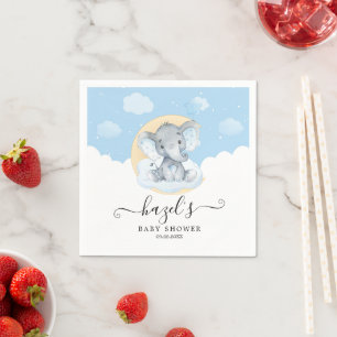 Guardanapo De Papel Aniversário do Chá de fraldas Elefante Azul