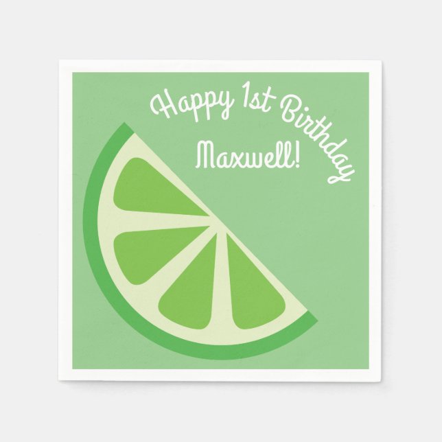 Guardanapo De Papel Aniversário do Citrus Slice Kid no Verão (Frente)